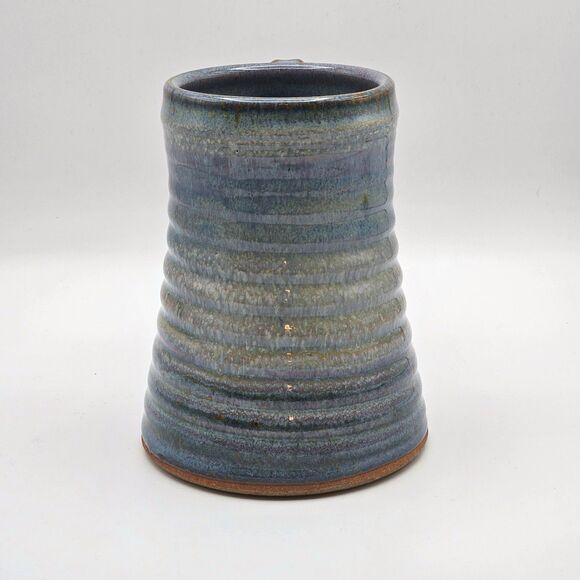 Art Pottery Blue Ceramic Mug Coffee Grog Large Cup Handmade Stoneware Signed - Picture 4 of 14